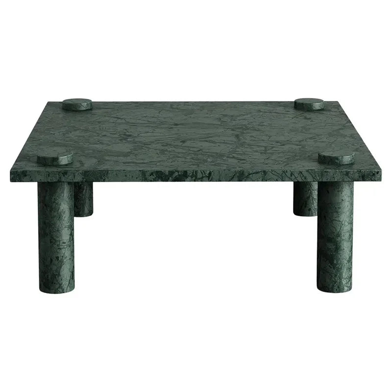 Dream Home Dazzling Four Round Leg Green Marble Coffee Table Square Flat Top Modern Minimalist Living Center Table - Image 7