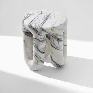 Dream Home Modern Marble Side Table Organic Curved Intertwined U Loop Base Contemporary Luxury Home Corner Furniture