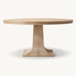 Dream Home Contemporary Oak Dining Table Tapered Column With Square Base Round Top Minimalist Home Custom Dining Desk