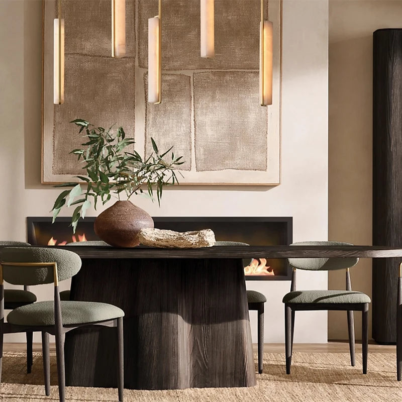 Dream Home Solid Oak Dining Table Monolithic Flared Pedestal Base Organic Rectangle Top Wabi Sabi Home Dining Furniture - Image 6