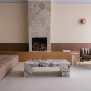 Dream Home Luxury Calacatta Viola Marble Coffee Table Integrated Solid Stone Frame Modern Living Room Center Table for Villa