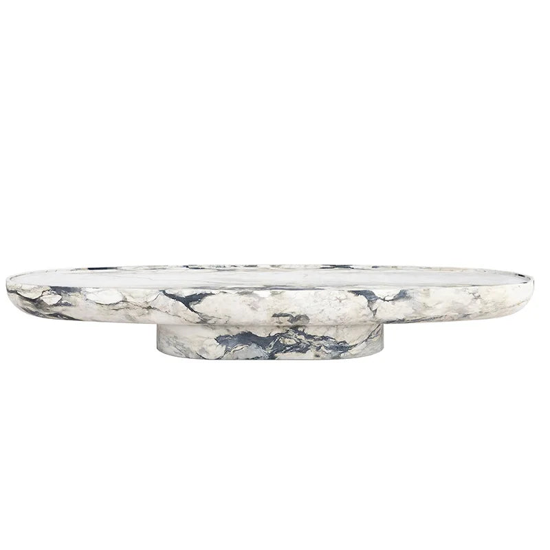 Unique Vein Marble Coffee Table Elliptic Thick Stone Tabletop Integrated Pedestal Coffee Table Dream Home - Image 6