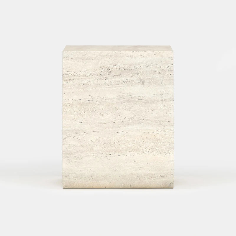 Modern Travertine Side Table Sculptural Wavy Hollow Base With Integrated Storage Shelf Contemporary Home Corner Furniture - Image 3