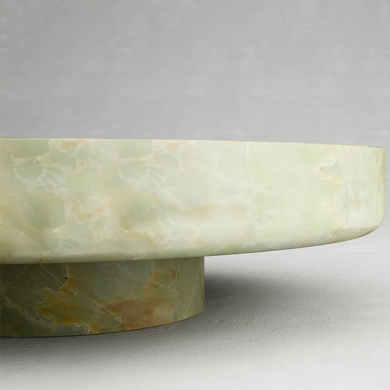 Natural Travertine Marble Coffee Table Round Thick Disc Top Single Cylinder Base Minimalist Living Room Center Table Dream Home - Image 6