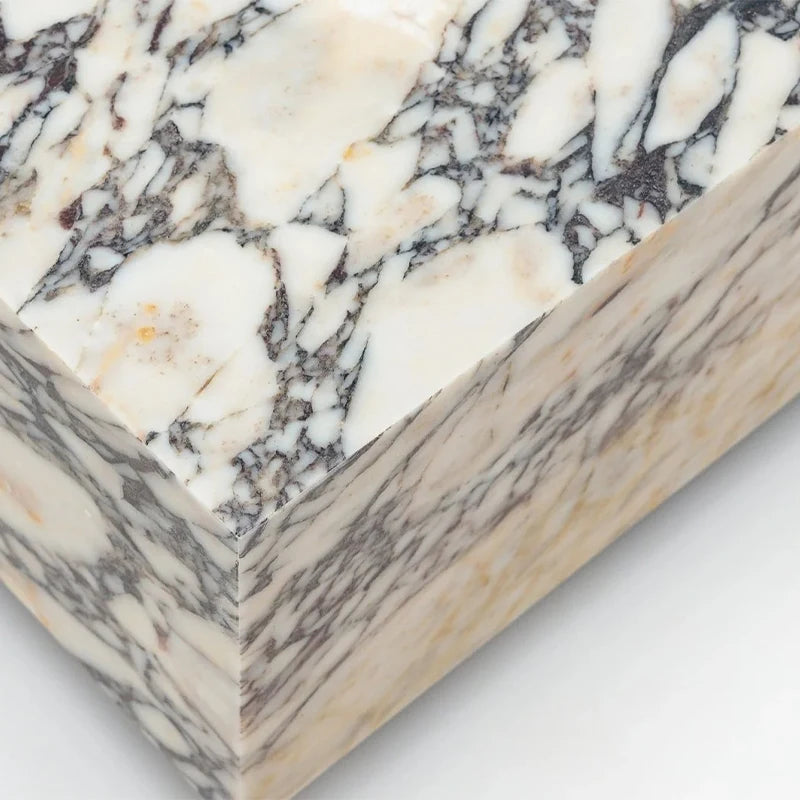 Dream Home High Inquiry Calacatta Viola Marble Coffee Table Low Profile Floating Square Block Modern Living Room Accent Plinth - Image 6