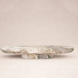 Natural Breccia Marble Coffee Table Organic Oval Thick Slab Single Pedestal Stone Living Room Center Table Dream Home