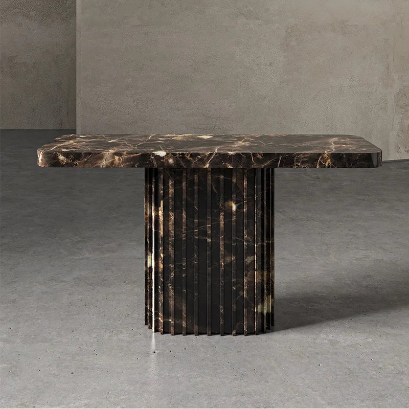 Dream Home Solid Marble Console Table Grooved Cylindrical Pedestal Base Unique Stone Hall Console For High end Residential Decor - Image 12