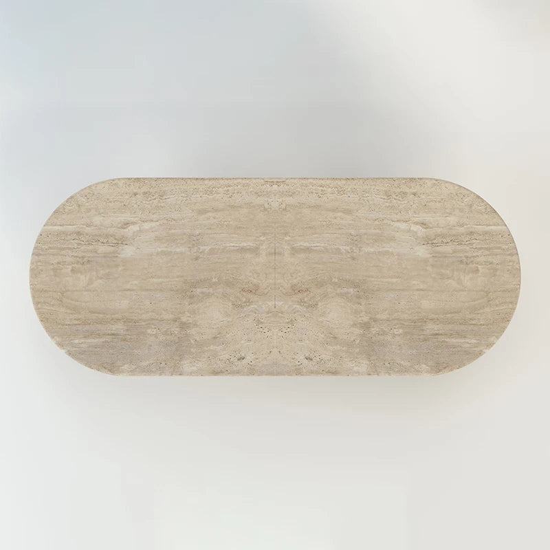 Dream Home Modern Travertine Dining Table Sculptural Curved Tube Legs Contemporary Artistic Home Dining Furniture - Image 6