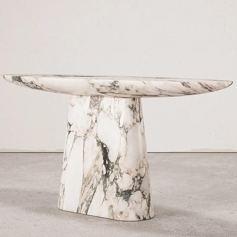 Dream Home Natural Pattern Marble Console Table Elongated Oval Slab Top Taper Stone Stand Modern Hall Entrance Decor Furniture - Image 3