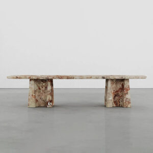 Dream Home Artistic Marble Coffee Table Unique Fluted Pedestal Base Irregular Top Natural Stone Table for Modern Home Decor