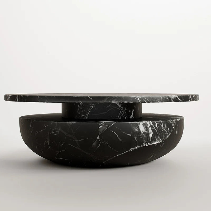High Gloss Marble Coffee Table Round Floating Top Bowl Structure Handcrafted Stone Center Coffee Table Dream Home - Image 2