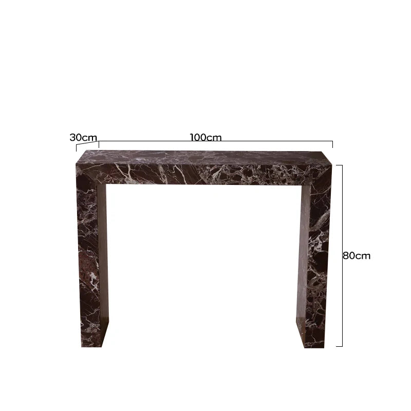 Dream Home Rosso Levanto Marble Console Table Integrated U Shaped Modern Entryway Hallway Accent Table - Image 6