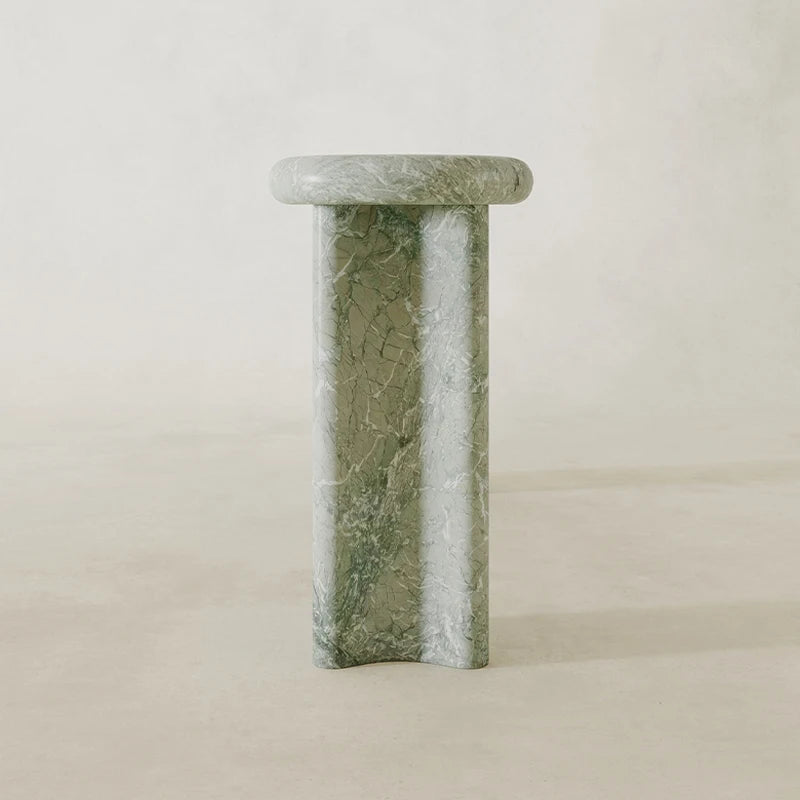 Dream Home Natural Green Marble Console Table Elegant Oval Shape Curved Solid Stone Leg Luxury Entryway Hallway Furniture - Image 3
