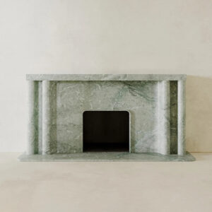 Dream Home Artistic Green Marble Fireplace Unique Fluted Vertical Column Mantel Solid Stone Luxury Fireplace Surround