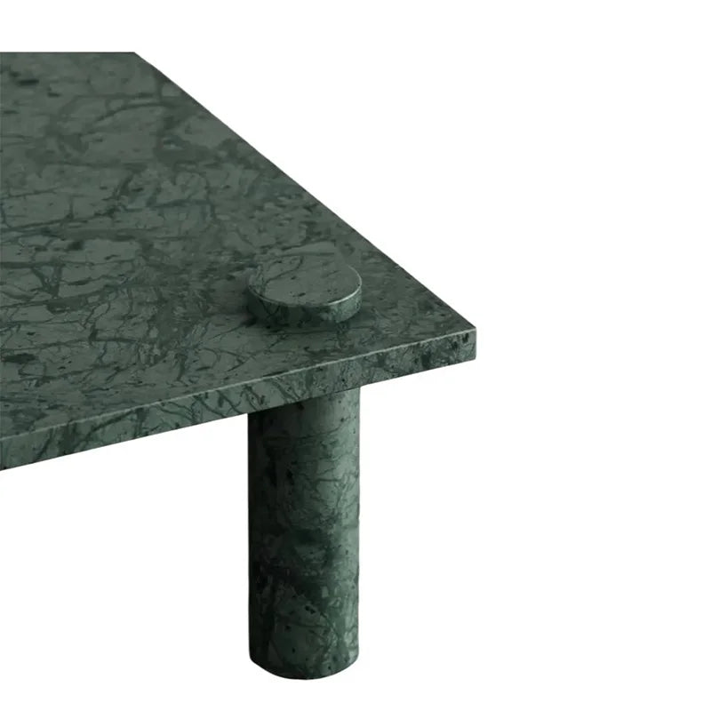 Dream Home Dazzling Four Round Leg Green Marble Coffee Table Square Flat Top Modern Minimalist Living Center Table - Image 2