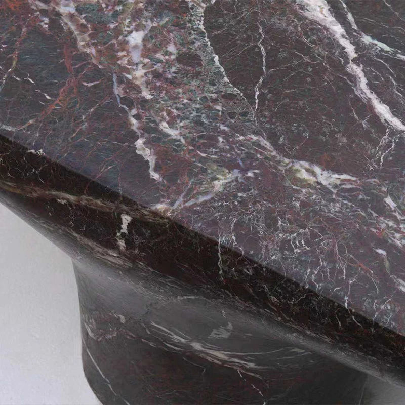 Dream Home Monolithic Flared Wing Coffee Table Rounded Bean Marble Slab Twin Thick Column Sculpture Living Room Furniture - Image 5