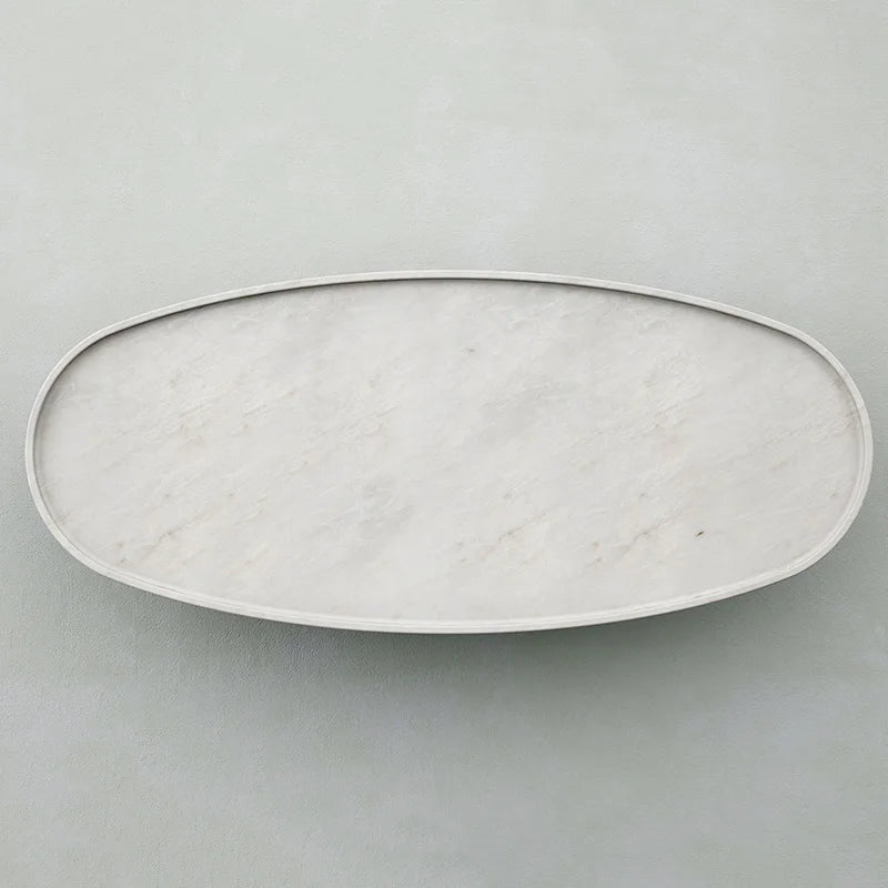 Oval Bowl Shape Marble Coffee Table Natural Stone Raised Tray Edge Minimalist Sofa Center Table Dream Home - Image 6