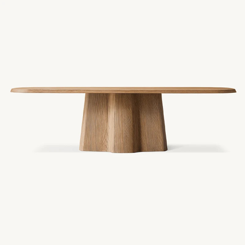 Dream Home Solid Oak Dining Table Monolithic Flared Pedestal Base Organic Rectangle Top Wabi Sabi Home Dining Furniture - Image 8