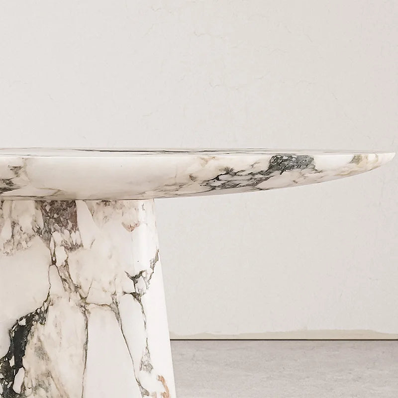Dream Home Natural Pattern Marble Console Table Elongated Oval Slab Top Taper Stone Stand Modern Hall Entrance Decor Furniture - Image 4