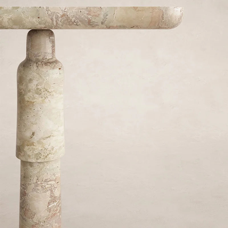 Natural Pink Mixed Onyx Marble Triple Bottle Leg Console Table Rectangular Stone Hallway Table Dream Home - Image 5