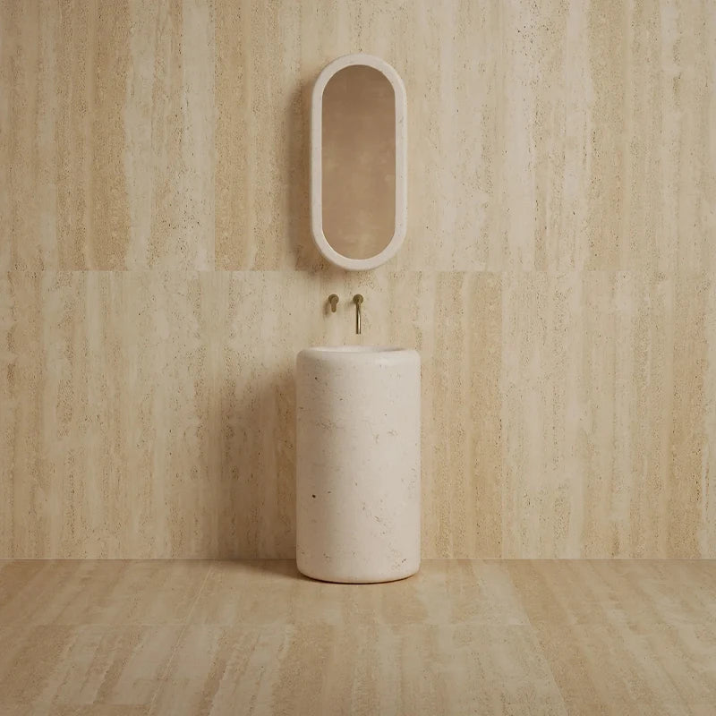Dream Home Premium Sculptural Column Marble Pedestal Sink Multiple Stone Color Options Luxury Wash Basin - Image 9