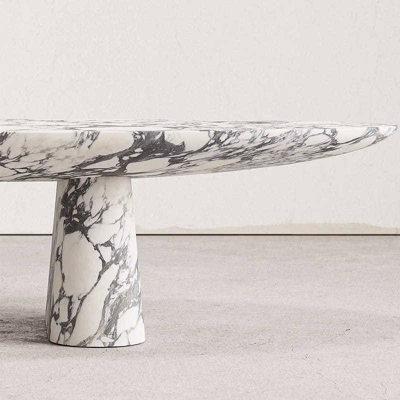 Dream Home Two Tapered Support Marble CoffeeTable Wide Curved Oval Top Modern Stone Hallway Side Display Furniture - Image 3