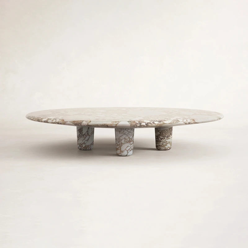 Luxury Round Marble Coffee Table Thick Cylinder Legs Elegant Natural Stone Center Table for Modern Living Room Villa Decor - Image 7