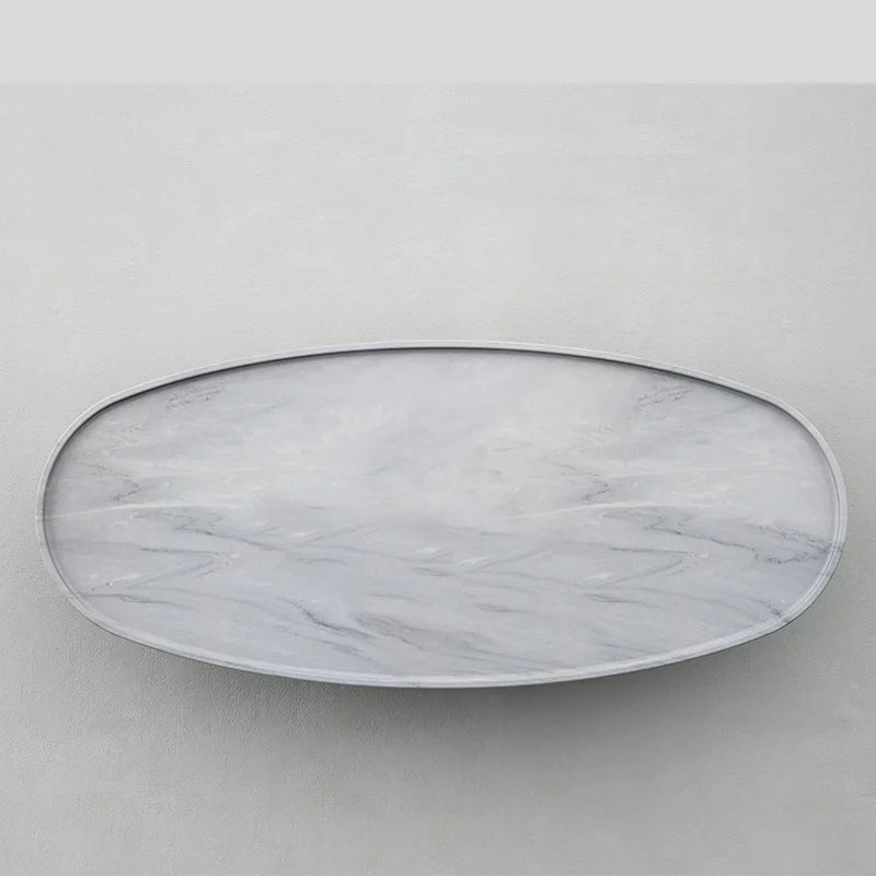 Oval Bowl Shape Marble Coffee Table Natural Stone Raised Tray Edge Minimalist Sofa Center Table Dream Home - Image 4