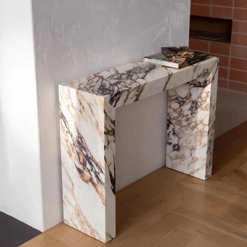 Dream Home Calacatta Viola Marble Console Table Integrated U Shaped Modern Entryway Hallway Accent Table - Image 6