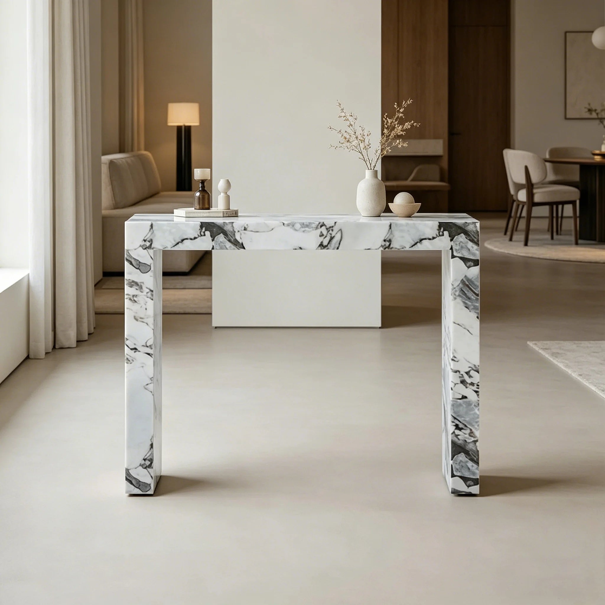 Dream Home Calacatta Viola Marble Console Table Integrated U Shaped Modern Entryway Hallway Accent Table - Image 4