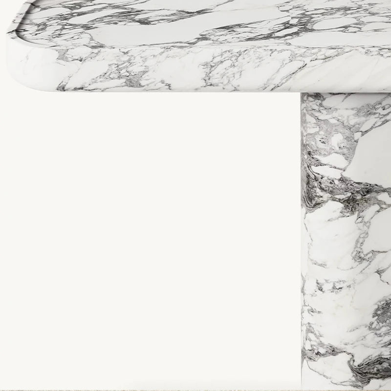 Single Cylinder Pedestal Travertine Marble Console Table Rounded Edge Long Top Wabi Sabi Entryway Stone Accent Console Furniture - Image 6