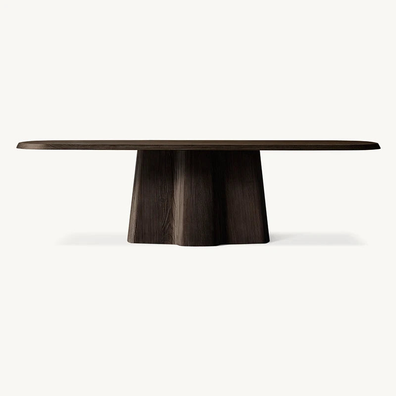 Dream Home Solid Oak Dining Table Monolithic Flared Pedestal Base Organic Rectangle Top Wabi Sabi Home Dining Furniture - Image 10