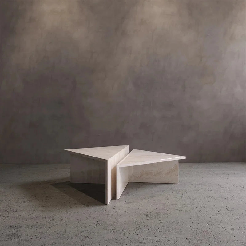 Dream Home Wild Vein Marble Coffee Table Modular Double Triangle Split Base Minimalist Modern Art Living Center Table - Image 2