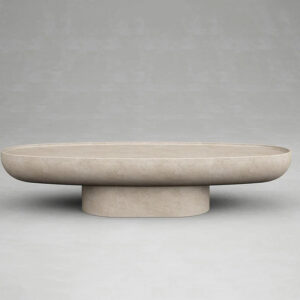 Oval Bowl Shape Marble Coffee Table Natural Stone Raised Tray Edge Minimalist Sofa Center Table Dream Home