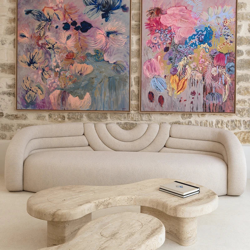 Natural Travertine Interlocking Cloud Coffee Table Multi Column Legs Wabi Sabi Living Room Center Table Dream Home - Image 3