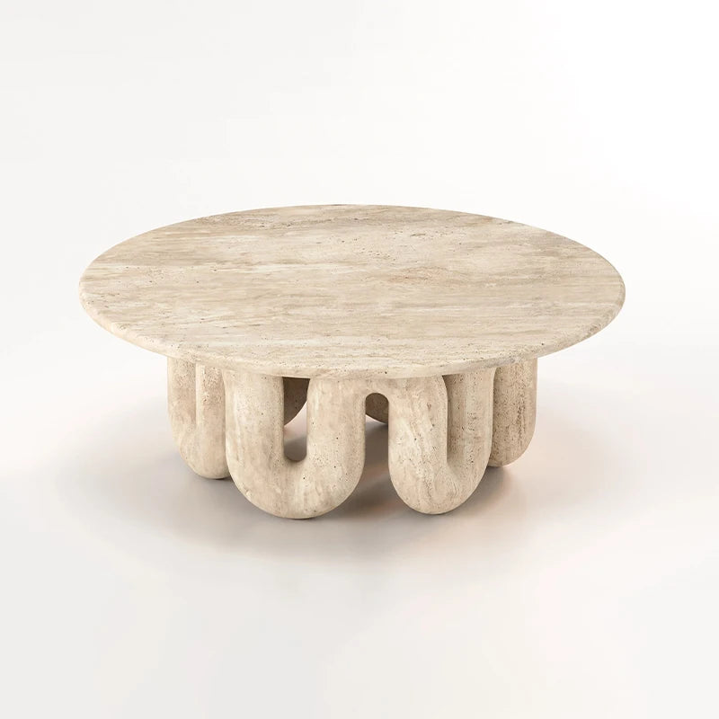 Luxury Modern Travertine Coffee Table Unique Intertwined Legs Natural Stone Round Table for Villa Living Room Hotel Office - Image 3