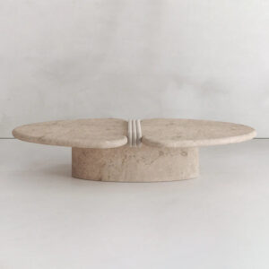 Luxurious Sculptural Separated Petal Coffee Table Rounded Soft Edge Travertine  Marble Wabi Sabi Aesthetic Side Table