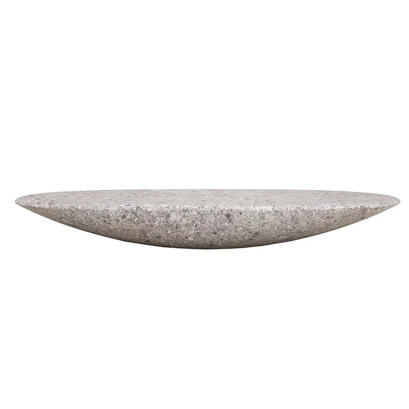 Grey Terrazzo Marble Coffee Table Low Profile Concave Oval Stone Tea Table Designer Villa Decor Center Desk Dream Home - Image 5
