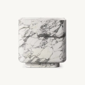 Dream Home Arabescato Marble Side Table Monolithic Cube Form With Rounded Edges Wabi Sabi Living Room Accent Table