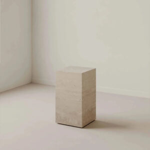 Dream Home Italian Style Side Table Natural Beige Travertine Solid Square Column Pedestal Home Decor End Table