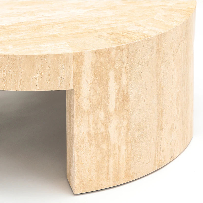 Dream Home Fast Selling Full Round Monolithic Stone Coffee Table Three Arch Cutouts Matte Travertine Hotel Lobby Table - Image 4