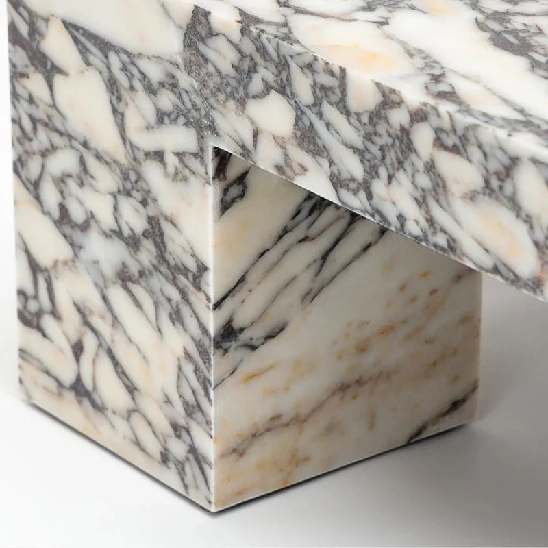 Dream Home Unique Quad Open Slot Square Marble Tea Desk Hand Carved Solid Breccia Marble Neutral Tone Large Family Center Stand - Image 5