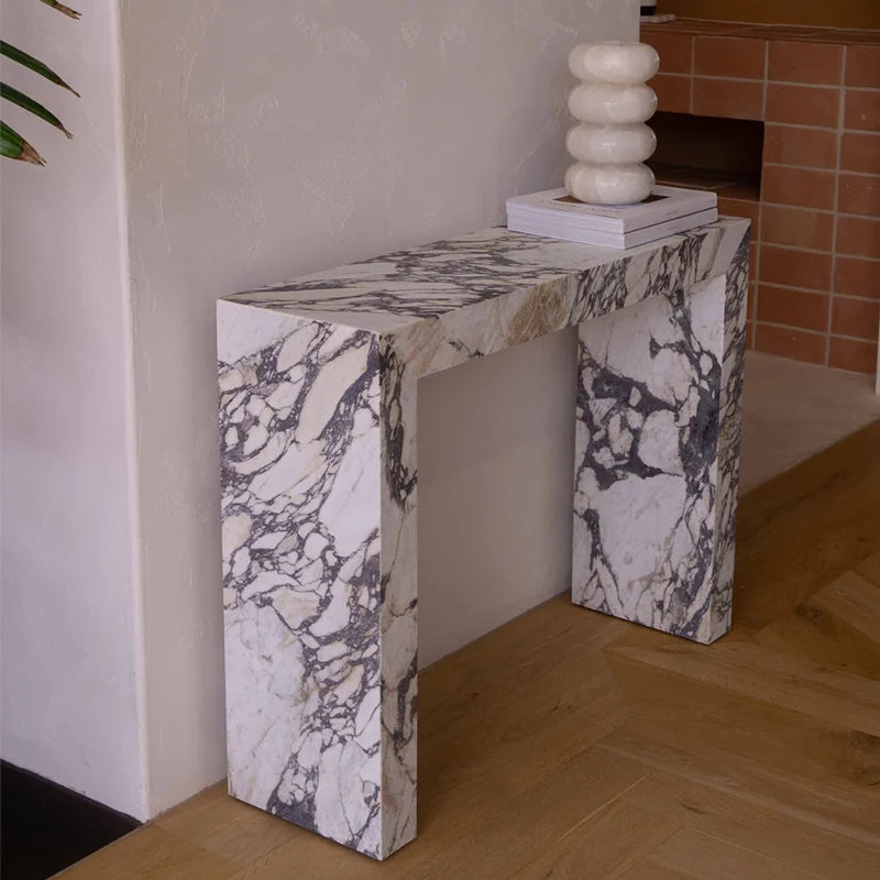 Dream Home Calacatta Viola Marble Console Table Integrated U Shaped Modern Entryway Hallway Accent Table - Image 4