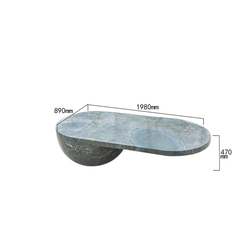 Dream Home Radiant Half Sphere Base Green Marble Coffee Table Irregular Bean Oval Top Organic Sculpture Living Center Table - Image 6