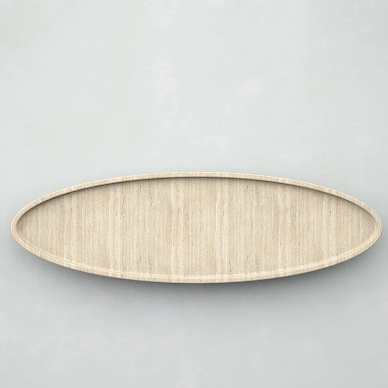 Minimalist Marble Coffee Table Oval Tray Shape Travertine Stone Coffee Table Luxury Villa Center Table Dream Home - Image 2