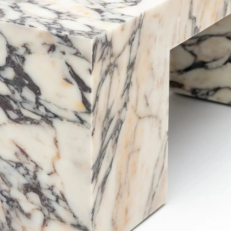 Dream Home Unique Quad Open Slot Square Marble Tea Desk Hand Carved Solid Breccia Marble Neutral Tone Large Family Center Stand - Image 4