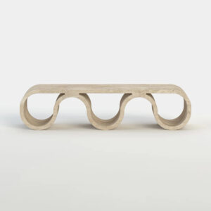 Dream Home Modern Travertine Coffee Table Continuous Wave U-Shape Design Elegant Living Room Furniture