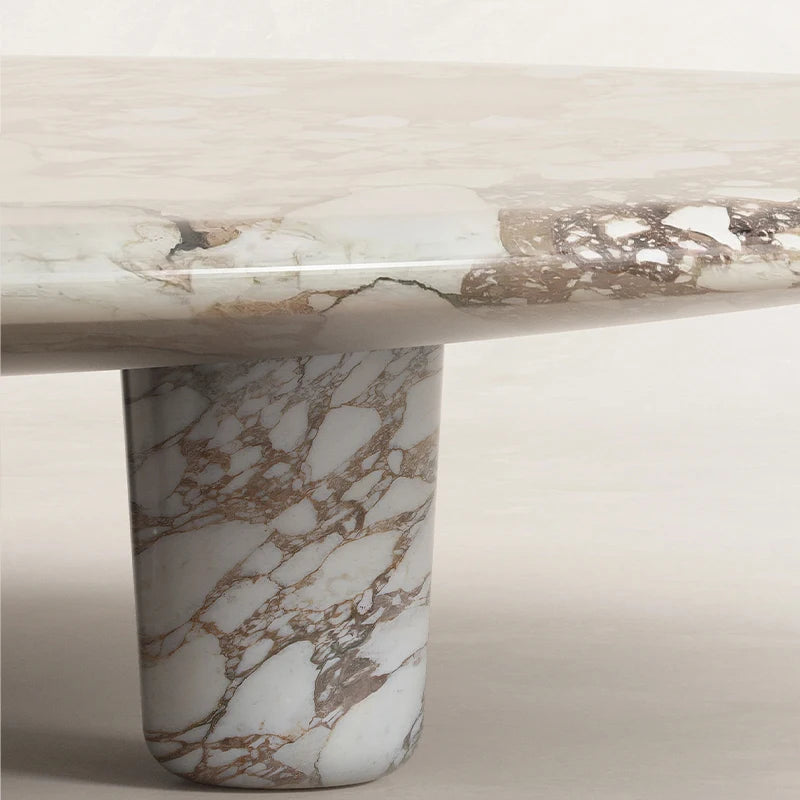 Luxury Round Marble Coffee Table Thick Cylinder Legs Elegant Natural Stone Center Table for Modern Living Room Villa Decor - Image 6