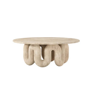 Luxury Modern Travertine Coffee Table Unique Intertwined Legs Natural Stone Round Table for Villa Living Room Hotel Office