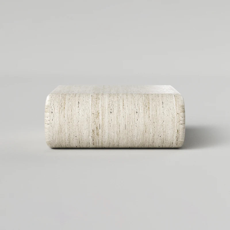 Dream Home Travertine Coffee Table Monolithic Multi Layer Rolled Book Shape Wabi Sabi Living Room Center Table - Image 4